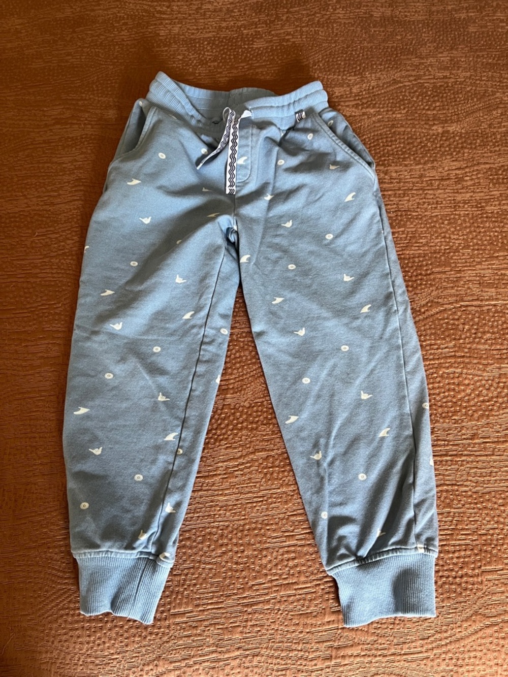 Kids Light Blue Jogger Pants with White Shaka Print - Brand Unspecified